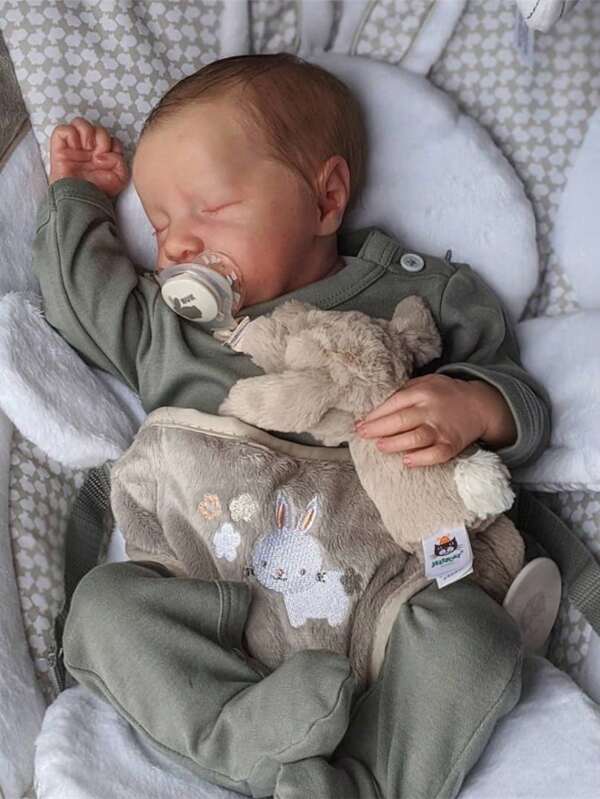 17 Inch/43 Cm Lifelike Reborn Baby Doll, Full Body Soft Silicone Vinyl 3D Hand-Painted Girl/Boy Doll, Veins Clearly Visible, Flexible Limbs, Hand-Painted Hair, Can Be Used As Birthday Gift/Newborn Gift/Christmas Gift/Thanksgiving Gift/Collectible Art Doll