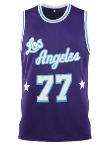 Atonmore 男士篮球服 77 紫色，刺绣缝制篮球背心，无袖运动背心 春季款 - 紫色 - 查看 2