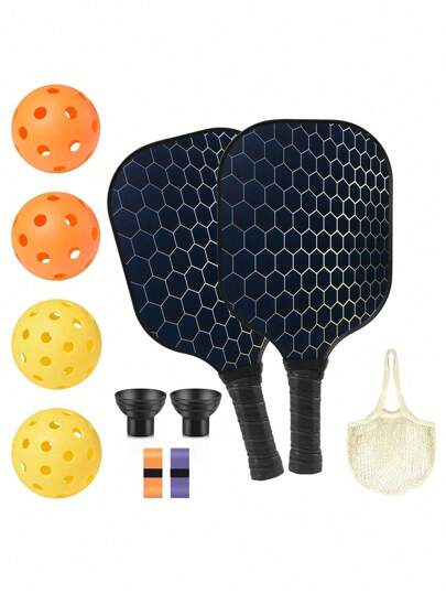 1 Set 2 Carbon Fiber Paddle 4 Balls 2 Towels With Carry Bag USAPA Approved Friction Surface Pickleball Rackets Set For Men And Women