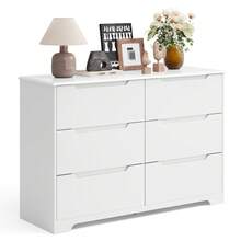 6 Drawer Dresser For Bedroom, Modern Wood Chest Of Drawers With Cut-Out Handles, Accent Cabinet With Wide Double Drawers For Living Room, Entryway,White - 白色 - 查看 3