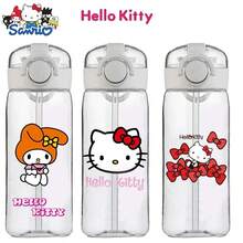 Sanrio Cana de apă Kuromi, cană pentru câini Cinnamoroll, cană transparentă din plastic pentru vară cu pai, produs din desene animate Sanrio Anime
