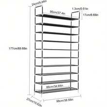 10 Tiers Shoe Footwear Rack Organiser Wooden Storage Shelves Stand Shelf Unit - Variant1 - View 3