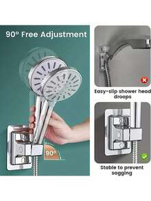 1pc No Drill Plastic Hand Shower Bracket, Wall Mount Adjustable Base Bathroom Shower Holder - Multicolor - View 5