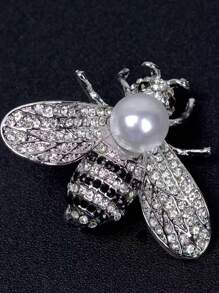 1 pieza Broche elegante de abeja para mujer, clip de chal con rhinestones de moda