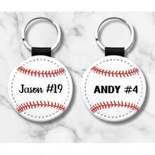 定制PU皮革名字棒球垒球钥匙扣，个性化运动队钥匙扣，篮球、足球、排球皮革钥匙扣个性化礼物