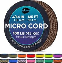 TECEUM Micro Paracord – 118 Mm X 125 Ft – Micro Utility Cord – Thin Braided Paracord Rope – Best Crafting, Projects, Fishing, Camping – Wind Chime – Survival Strong String - 棕色 - 查看 1