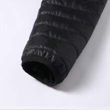 1pc Men's Lightweight Hooded Padded Coat, Solid Color Padded Coat, Casual Commuter, Outdoor Sports, Classic Versatile - màu đen - Xem 8