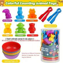 Sensory Early Education Montessori STEM Toys Set, Counting Toys Matching Games And Sorting Bowls Preschool Learning Activities Sorting Gifts(Packing Style Is Random) - Multicolor - View 2