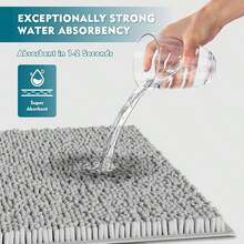Upgrade Extra Large Bathroom Rugs Set 3 Pieces Thick Absorbent Chenille Bath Mat,Ultra Soft Bathroom Mats,Non Slip Bathroom Floor Mats,Washable Toilet Rug For Bathroom, Bedroom, Kitchen,Light Grey - 灰色 - 查看 6