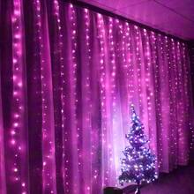 600leds Window Curtain String Lights With Remote Control, USB Powered Decoration Lights For New Year, Christmas, Wedding, Living Room, Bedroom - Pink - View 7
