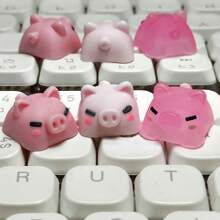 1 szt. Klawiatura mechaniczna z przezroczystymi, uroczymi różowymi klawiszami w kształcie świnki, wysokość OEM, materiał ABS, zamiennik klawiszy ESC, uroczy prezent na akcesoria komputerowe DIY