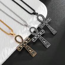1 Piece Of Stainless Steel Ancient Egyptian Style Symbol Cross Necklace Pendant, Suitable For Men/Women, Gift For Holidays And Birthdays
