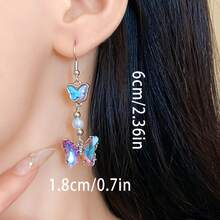 Y2K Shiny Purple Curved Dangling Earrings, Imitation Pearls, Party, Daily, Exquisite Gift - Màu tím - Xem 4