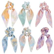 Scrunchie Hair Accessories - Chiffon Hair Scarf Bandana, Scrunchies, Ribbons, Ponytail Holders, And Bow Scrunchies For Women (6PCS) - NO9A - 查看 1