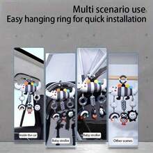 婴儿螺旋悬挂式婴儿车和汽车座椅玩具、黑白高对比度动物风铃毛绒拨浪鼓玩具、感官玩具新生儿毛绒活动玩具圣诞节婴儿洗澡礼物、彩色戒指、拨浪鼓、婴儿牙胶、镜子、拨浪鼓纸，非常适合婴儿车、座椅、幼儿汽车座椅、旅行等。