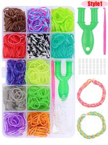 Conjunto de 15/18/40peças de pulseiras de borracha mista em estilo/cor, kit elástico de bandas de borracha de tear, kit de fabricação de pulseiras, presente de artesanato DIY de tecelagem em tear