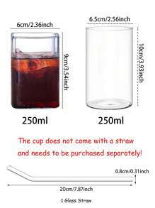 6 pezzi Bicchieri in vetro borosilicato trasparente da 250ml, resistenti al calore, semplici e dritti, adatti per bevande, succhi, birra, cocktail, per uso domestico, bar, ristoranti, feste di Natale e altre occasioni, articoli pratici e di alta qualità, facili da pulire, per elevare lo stile e brindare.