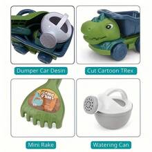 Juego de vehículos de ingeniería de dinosaurios, juguetes de playa para niños y niñas, divertido coche de juguete.