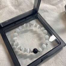 1 件水钻蝴蝶猫眼石手链、海蓝宝石、月光石、天然水晶手链、多功能配饰、女朋友礼物、蝴蝶手链、简约设计、月光石手链、学生礼物、适合返校、万圣节、圣诞节（不含卡片）