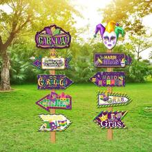 10 piezas de nuevas señales de dirección de ruta para fiesta de carnaval, estacas de decoración de camino de cartón para festival
