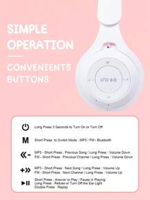 Składane bezprzewodowe słuchawki z kocimi uszami Zmieniające kolor bezprzewodowe słuchawki z kocimi uszami ze wbudowanym mikrofonem, sterowaniem dotykowym i długim czasem pracy baterii Odpowiednie dla dzieci/prezentów