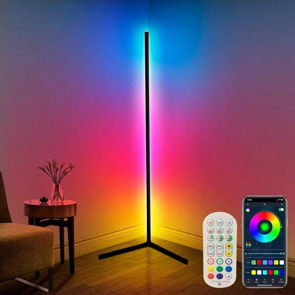 1 قطعة مصباح أرضية بتحكم ذكي تطبيق جوّال RGB، مصباح قائم أحلام الألوان، مصباح إضاءة متزامن مع الموسيقى عن بعد للمنزل والغرفة والحفلات وديكور عيد الميلاد