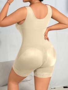 1 pieza Mono moldeador para mujer, control de abdomen ajustado, levantamiento de glúteos, cremallera en la entrepierna - Beis - Ver 4