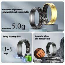 Anillo inteligente para mujeres - Rastreador de fitness. Anillo inteligente de acero inoxidable compatible con sistemas Android e iOS, con función de fotografía por gestos, ultra bajo consumo de energía y resistente al agua IP68 para uso diario.