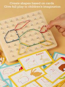 Dekoracja świąteczna Montessori Wczesna edukacja Drewniane zabawki edukacyjne dla dzieci Geometryczna kreatywna tablica do paznokci Grafika Zabawki edukacyjne dla dzieci Wczesna edukacja Matematyka edukacyjna Zabawki do gry (losowa ilość kolorów gumki)