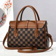 Women Top Handle Bags - 咖啡配黃 - 查看 2