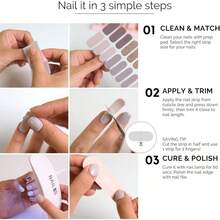 NAILOG Tiras de uñas de gel semicuradas (20 pegatinas de uñas extralargas) |   Envoltura de uñas con acabado de gel suave brillante y de larga duración |   Obra maestra - Obra maestra - Ver 6