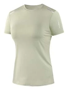 Women's Quick-Drying T-Shirt, Ice Silk Round Neck Short Sleeve Shirt, Stretch Sweat-Absorbing Quick-Drying T-Shirt Sports - Green - View 2