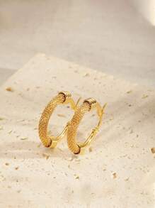 1 Pair Vintage Geometric Metal Circle Drop Earrings, Fashionable Everyday Wear Women Jewelry Gift