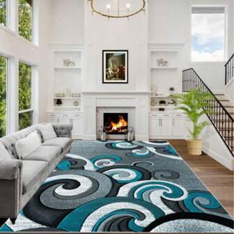 [1 pieza] Alfombra de área abstracta minimalista moderna, diseño bohemio con textura de alto y bajo relieve, ligera, antideslizante, lavable, adecuada para dormitorio, sala de estar, pasillo, entrada, decoración del hogar. Material: Terciopelo de cristal, densidad de 850g/㎡, respaldo punteado, grosor de 5mm Decoración de entrada Decoración de baño Decoración de cocina