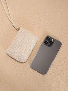 1pc Straw Coin Purse, Name Can Be Customized Small Coin Purse For Women, Portable Hand-Held Keychain Bag, Key And Card Storage Bag, Straw Small Wallet, Portable Clutch Bag, Key Card Bag, Hand-Hanging Storage Bag Multifunctional Storage Bag Essential For Back To School