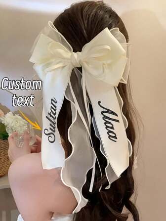 1pc Customized Personalized Text Hair Accessory, Customize Your Name/Date, Customized Bow Hair Clip, ,Colorful,Cute,Adorable,Funny,Kawaii,Y2K,Stylish,Unisex,Casual,Custom,Personalized,Unique,Customized,Ideal Gifts For Him,Ideal Gifts For Her,Her,Boyfriend,Girlfriend,Family,Friends, ,Colorful,Cute,Adorable,Funny,Kawaii,Y2K,Stylish,Unisex,Casual,Custom,Personalized,Unique,Customized,Ideal Gifts For Him,Ideal Gifts For Her,Her,Boyfriend,Girlfriend,Family,Friends