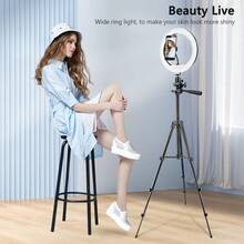 AXNEN 12英寸LED环形灯，带可调节三脚架和手机支架 - 专业摄影和直播照明套装，3种照明模式，轻质铝合金材质 - 彩色 - 查看 4