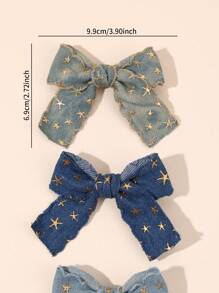 2pcs/6pcs Girls Star Bowknot Hair Clips Hair Accessories For Daily Life