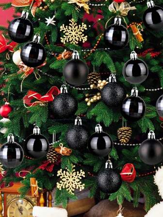 24 piezas de bolas decorativas de 4 cm para fiesta de Navidad, bolas colgantes de Navidad, bolas de adorno pintadas de plástico, adecuadas para el árbol de Navidad, el hogar, la habitación, el dormitorio, decoración de Año Nuevo, decoraciones navideñas, exterior, fiesta de vacaciones, suministros para fiestas de Navidad, decoración temática de Navidad, regalos para fiestas, juego de bolas de Navidad, Feliz Año Nuevo, regalo para amigos y familiares, decoración del hogar, decoración de la habitación, decoraciones navideñas de invierno, regalos de Navidad para el hogar, decoración navideña