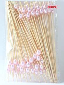 500/200/100PCS Cocktail Picks, Fancy Toothpicks For Appetizers, Decorative Skewers For Appetizers Drinks Party Fruit, 4.7 Inch Long Wooden Bamboo Gold Ball Food Sticks Charcuterie Boards Accessories