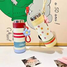 316 Stainless Steel Mug For Children And Girls With Highly Attractive Rope Lift, Portable Delicate And Cute Vacuum Tea Cup