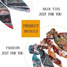 Scrunchie Hair Accessories - Chiffon Hair Scarf Bandana, Scrunchies, Ribbons, Ponytail Holders, And Bow Scrunchies For Women (6PCS) - 佩斯利1 - 查看 5