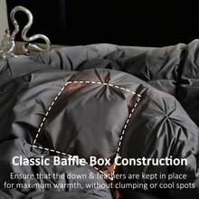 Lesnncier Luxurious Heavyweight Goose Down Feather Fiber Comforter Duvet Insert, Exquisite Gray Pinch Pleat Design, Oversize Palatial King 106 X 90, (Dark Gray) - Màu xám đen - Xem 6