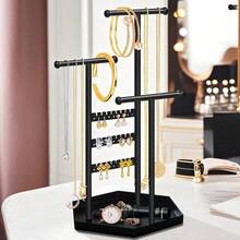 Jewelry Neckl Holder Organizer Metal Stand Jewelry Tree Display Decor Hanging Earring Brlet And Rings Tall Jewelry Hanger Storage Cute Gifts For Women Black