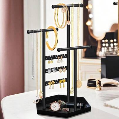 Jewelry Neckl Holder Organizer Metal Stand Jewelry Tree Display Decor Hanging Earring Brlet And Rings Tall Jewelry Hanger Storage Cute Gifts For Women Black