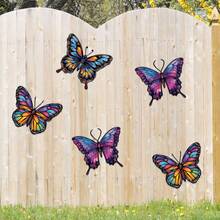 3 piezas de arte de pared de metal con mariposas, estilo campestre con mariposas de hierro de colores, para decoración de pared de jardín al aire libre, valla interior/exterior, decoración de habitación infantil, decoración festiva