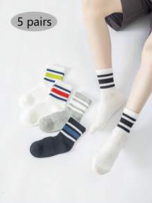 5 Paar gestreifte Mesh Knöchelsocken, modische und vielseitige Sportsocken für Studenten
