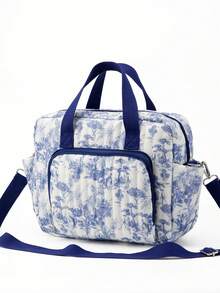 Floral Quilted Multi-Function Shoulder Diaper Bag, Large Capacity Mommy Tote Handbag With Side Pockets, Convenient For Travel With Baby Carriage - Multicolor - View 12