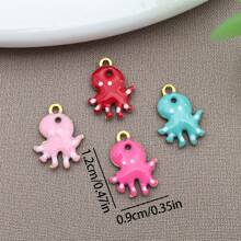 10pcs 9x12mm Cute Enamel Stainless Steel Octopus Charms Mini Cute Marine Life Animal Pendants For DIY Ocean Bracelet Necklace Earrings Jewelry Making Crafts Accessories