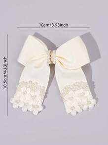 1 pieza Pinza para el cabello con flor de perla beige para niñas, accesorio de cabello elegante y exquisito con flor